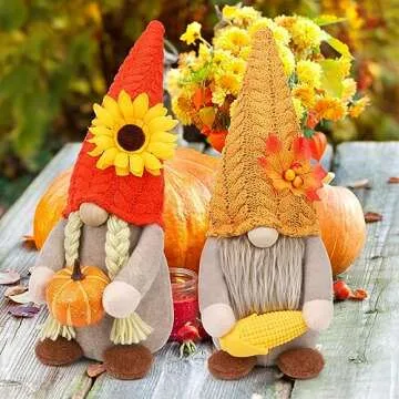 Thanksgiving Gnomes Fall Decor for Home - 2Pack Plush