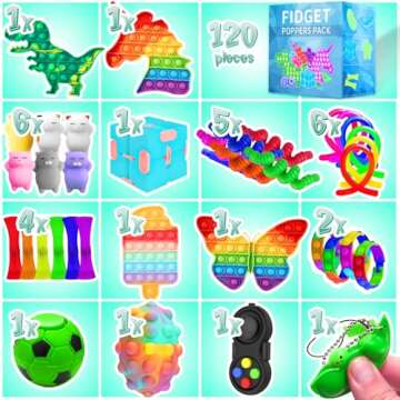 MOZACI Fidget Toys, 120 Pack Fidgets Set Stocking Stuffers for Kids Party Favors Autism Sensory Toy ...