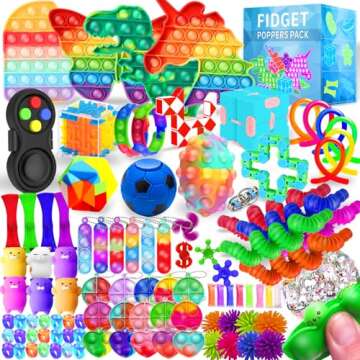 MOZACI Fidget Toys, 120 Pack Fidgets Set Stocking Stuffers for Kids Party Favors Autism Sensory Toy Bulk Adults Kids Boys Girls Teens Stress Autistic ADHD Anxiety Carnival Treasure Classroom Prizes