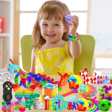 MOZACI Fidget Toys, 120 Pack Fidgets Set Stocking Stuffers for Kids Party Favors Autism Sensory Toy Bulk Adults Kids Boys Girls Teens Stress Autistic ADHD Anxiety Carnival Treasure Classroom Prizes