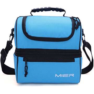 MIER Adult Lunch Box Blue Insulated Cooler Tote - Large Capacity for All Meals