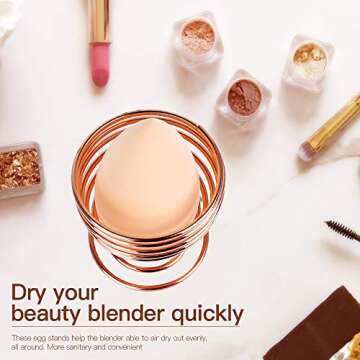 3 Pack Makeup Blender Holder, Teenitor Beauty Sponge Air Drying Stand Storage Powder Puff Display Stand