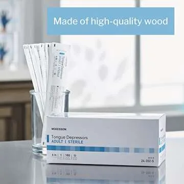 McKesson Tongue Depressors [100 Count] Adult Size, Sterile, Individually Wrapped, Wood, Unflavored, Splinter-Free, 6 in – Use for Medical, Arts, Crafts, Spa