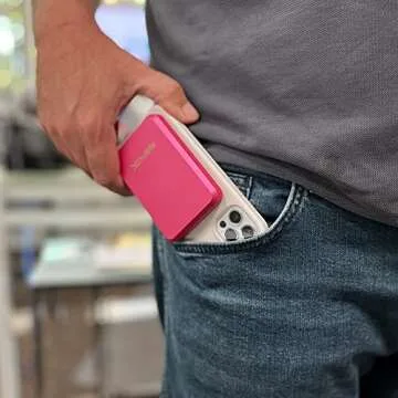 RapidX Boosta Wireless Portable Magnetic Charger, 5000 mAh Power Bank MagSafe Compatible, Works with iPhone 15/15 Pro and Pro Max, iPhone 14, 13 and 12 Series (Pink)