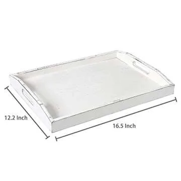 Charming MyGift Rustic White Wood Serving Tray