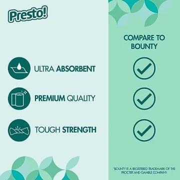 Presto! Flex-a-Size Paper Towels - 12 Huge Rolls for Easy Cleaning