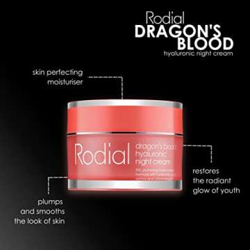 Rodial Dragons Blood Hyaluronic Night Cream 1.69 fl oz, Luxurious Overnight Skin Perfecting Moisturi...