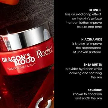 Rodial Dragons Blood Hyaluronic Night Cream 1.69 fl oz, Luxurious Overnight Skin Perfecting Moisturiser - Retinol, Hyaluronic Acid and Shea Butter for Skin Hydration, Quickly-Absorbing Formula