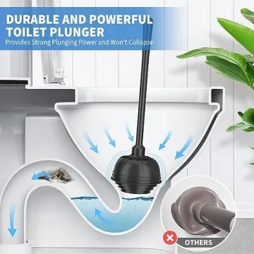 uptronic Toilet Plunger and Brush Combo Set for Effortless Cleaning