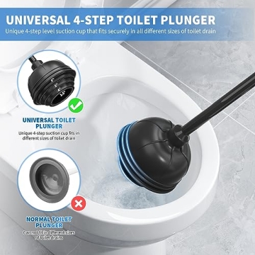 uptronic Toilet Plunger and Brush Combo Set for Effortless Cleaning