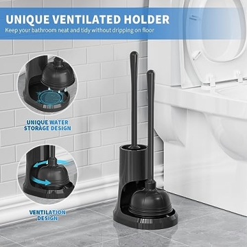 uptronic Toilet Plunger and Brush Combo Set for Effortless Cleaning
