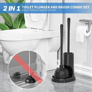 uptronic Toilet Plunger and Brush Combo Set for Effortless Cleaning
