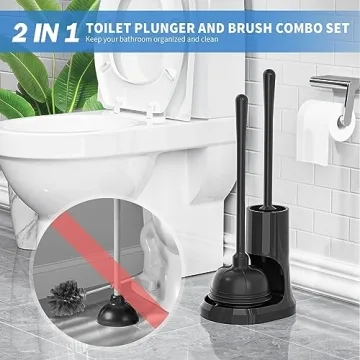 uptronic Toilet Plunger and Brush Combo Set for Effortless Cleaning