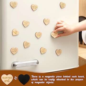 Daily Affirmation Cards for Women Jar Wooden Hearts Pins with Inspiring and Motivational Fridge Magnets Positive Quotes Self Care B-Day Mental Health Reminders Gift Idea for Friends Coworkers