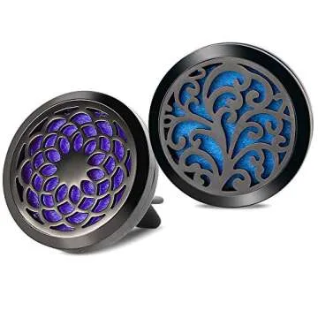 RoyAroma 2PCS Black Car Essential Oil Diffuser Locket