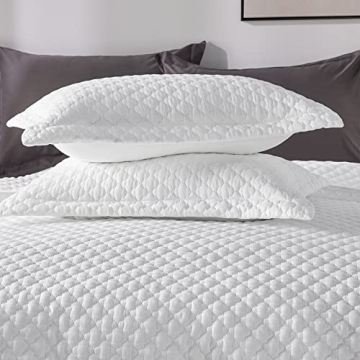 CozyLux King Size Quilt Set White 3 Pieces - Lightweight Bedspread