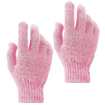 Sibba 2Pcs Exfoliating Wash Gloves Dual Texture Bath Gloves for Shower Body Scrub Exfoliating Mitt D...