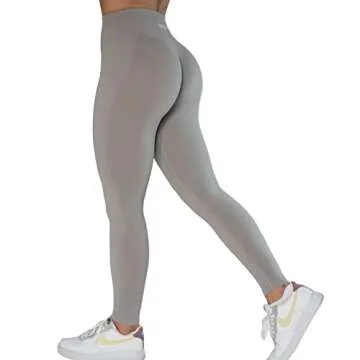 Seamless Scrunch Legging Women Yoga Pants 7/8 Tummy Control Workout Running for Fitness Sport Active Legging-25''（XS,Silver Sconce
