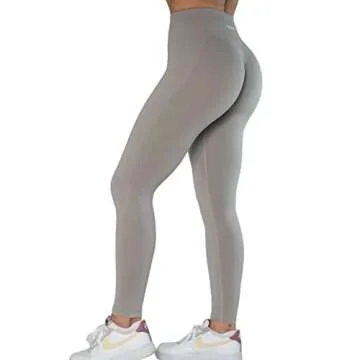 Seamless Scrunch Legging Women Yoga Pants 7/8 Tummy Control Workout Running for Fitness Sport Active Legging-25''（XS,Silver Sconce