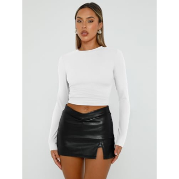 Trendy Queen Women's Long Sleeve Fitted Crop Shirt