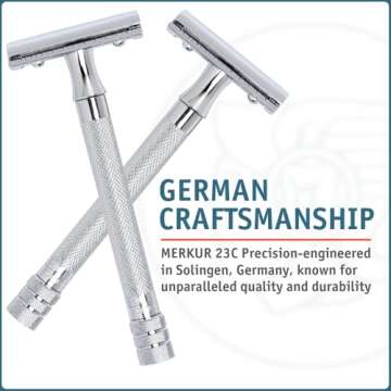 Merkur Long Handled Safety Razor, 1 Count, Silver