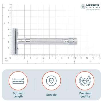 Merkur Long Handled Safety Razor, 1 Count, Silver