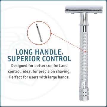 Merkur Long Handled Safety Razor, 1 Count, Silver