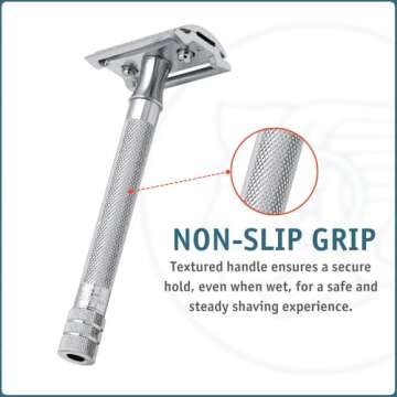 Merkur Long Handled Safety Razor, 1 Count, Silver