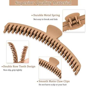 Hold Everything Hair Claw Clips Perfect for Thick and Thin Hair Straight and Curly Strong Clip Non-Slip 6 Colors Double Row Teeth Hair Claw Clips With 52 teeth Valentine's Day Gifts