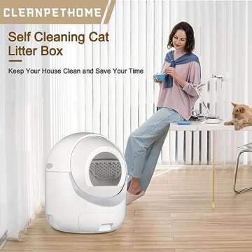 Self Cleaning Cat Litter Box, Automatic Cat Litter Box with APP Control Odor Removal Safety Protecti...