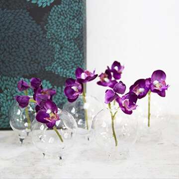 Chive - Small Clear Glass Bud Vase for Short Flowers, Unique Low Sitting Flower Vase, Cute Floral Vase for Home Decor, Weddings, Floral Arrangements, Arranging, Bulk Pack of 6 Vases (Small)