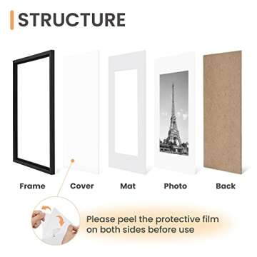 upsimples 13x19 Picture Frame Set of 5, Display Pictures 11x17 with Mat or 13 x 19 Without, Wall Gallery Poster Frames, Black