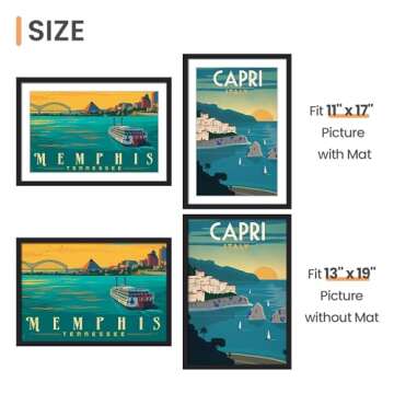 upsimples 13x19 Picture Frame Set of 5, Display Pictures 11x17 with Mat or 13 x 19 Without, Wall Gallery Poster Frames, Black
