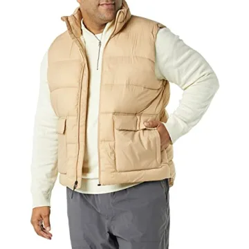 Amazon Essentials Men's Water-Resistant Sherpa Vest - Khaki Brown