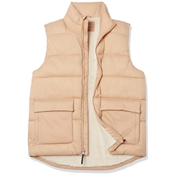 Amazon Essentials Men's Water-Resistant Sherpa Vest - Khaki Brown