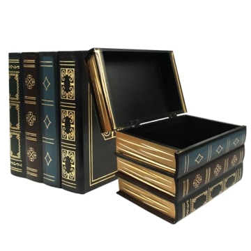 Liebemode Wooden Decorative Book Box - Vintage Storage & Home Office Decor