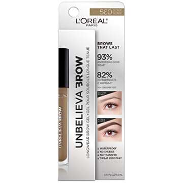L'Oreal Paris Unbelieva-Brow Longwear Waterproof Tinted Brow Gel, Smudge-resistant, Transfer-Proof, ...