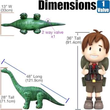 Jet Creations Inflatable 48” L Brachiosaurus Dinosaur Toy, Green Prehistoric Animal, Garden Decor,...