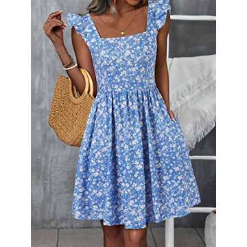 Loemes Summer Dresses for Women 2023 Floral Cute Dresses for Teen Short Wedding Guest Sundresses for...