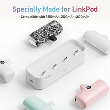 iWALK Charger Station for Portable Charger 4500mAh, 4800mAh, 5000mAh Power Bank for iPhone Charging Station Multiple USB-C Family-Sized Charger Station for Home(Station Only), White