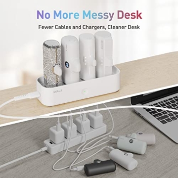 iWALK Charger Station for Portable Charger 4500mAh, 4800mAh, 5000mAh Power Bank for iPhone Charging Station Multiple USB-C Family-Sized Charger Station for Home(Station Only), White