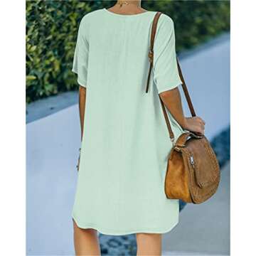 Ladybranch Summer Casual T Shirt Dresses Short Sleeve Swing Tunic Dress for Women(Small,01Light Green)