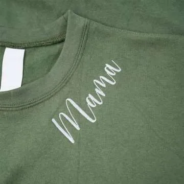 Custom Embroidered Mama EST Crewneck Sweatshirt - Personalized Sleeve Embroidery, New Mom Pullover A5
