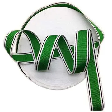 White Black Green Grosgrain Stripe Ribbon for Crafts