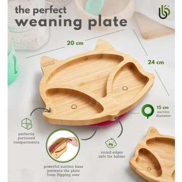 Bamboo Baby Bowl and Plate with Suction for Kids