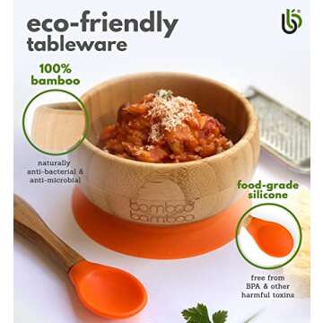 Bamboo Baby Bowl and Plate with Suction for Kids