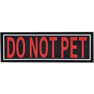 Dogline Do Not Pet Patches for Harness and Vest Removable 3D Rubber Patches with Hook Backing for Sm...