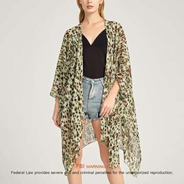 Women's Bohemian Floral Chiffon Beach Cover up Swimsuit Kimono Summer Swimwear Cardigans One Size Pl...