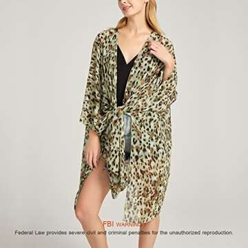 Women's Bohemian Floral Chiffon Beach Cover up Swimsuit Kimono Summer Swimwear Cardigans One Size Plus