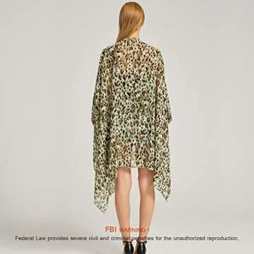 Women's Bohemian Floral Chiffon Beach Cover up Swimsuit Kimono Summer Swimwear Cardigans One Size Plus